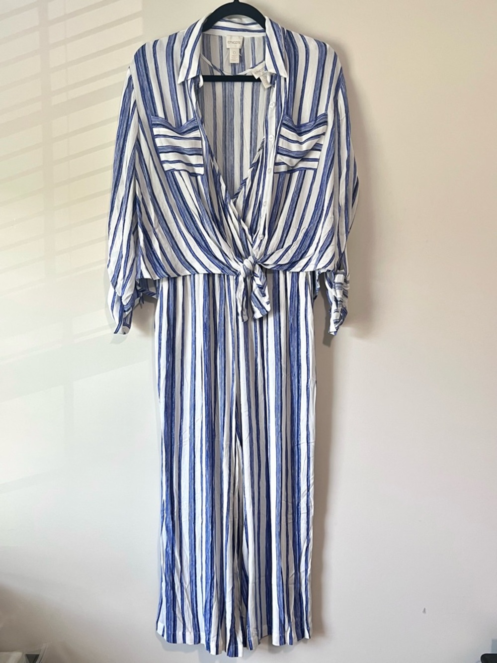 Chico's Guacho Blue and White Striped 2 Piece Jumpsuit